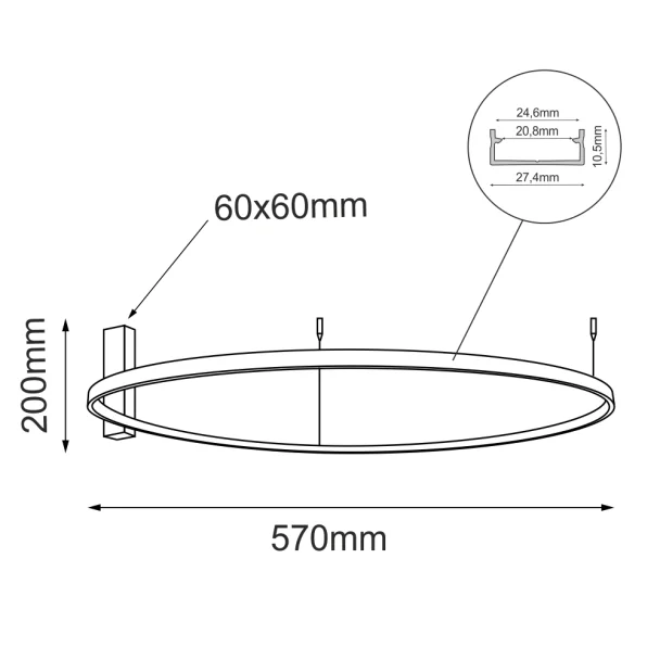 ANTIGO Plafon Agari 57 - Czarny (570 mm) 4000K 1332