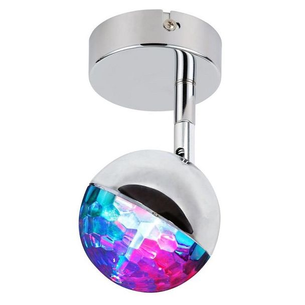CANDELLUX 91-67753 PARTY KINKIET 1X3W LED RGB GŁÓWKA OKRĄGŁA 1E Z PRZEGUBEM KD SYSTEM CHROM