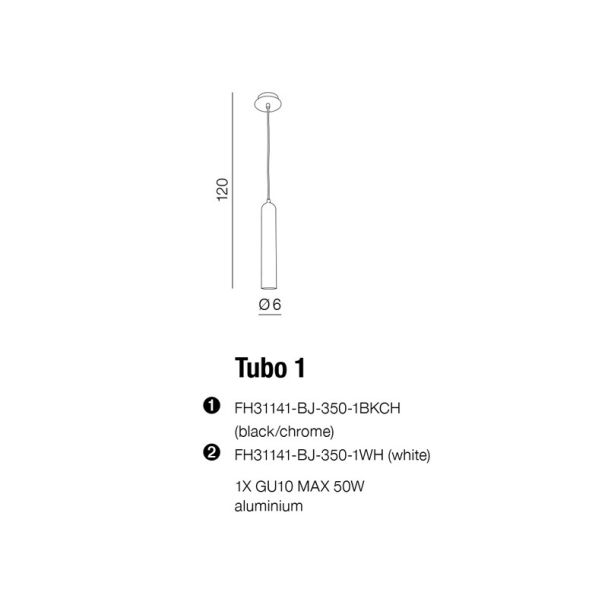 AZZARDO FH31141-BJ-350-1-WH / AZ1237 Tubo 1 (white) Lampa wisząca