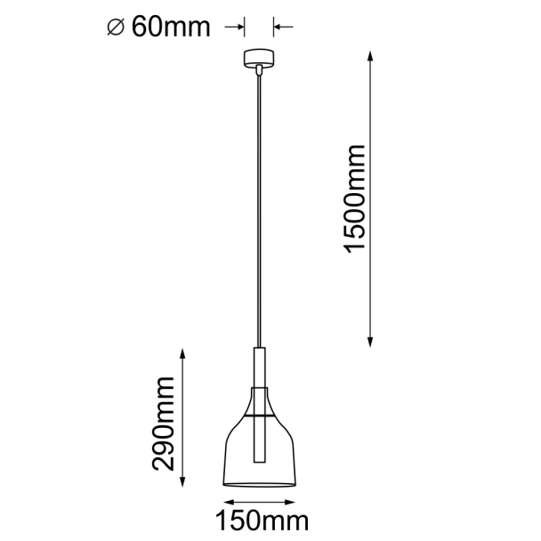 ANTIGO Lampa wisząca Botor 1 - Czarna (150 mm) 5095