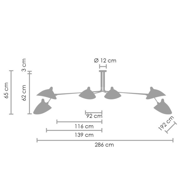 Step into Design P8706 Lampa wisząca CRANE-6P czarna 280 cm