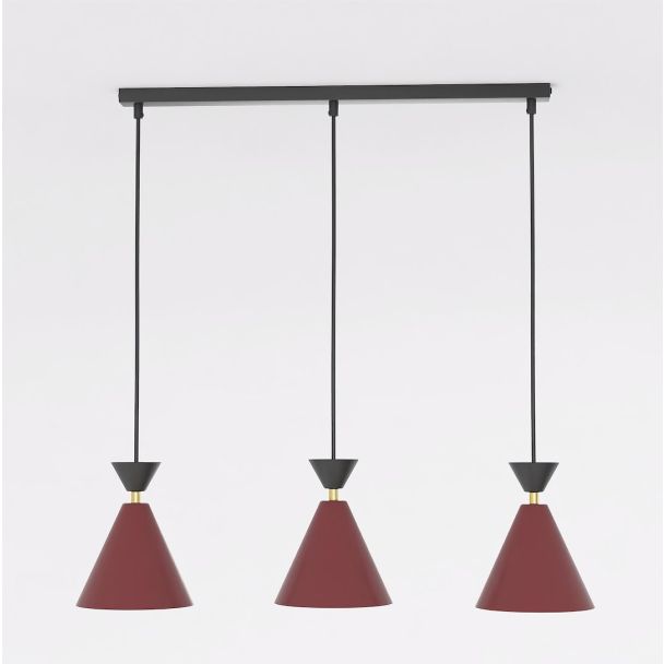 EMIBIG 1740/3 KLEVER 3 BURGUNDY BLACK Lampa wisząca