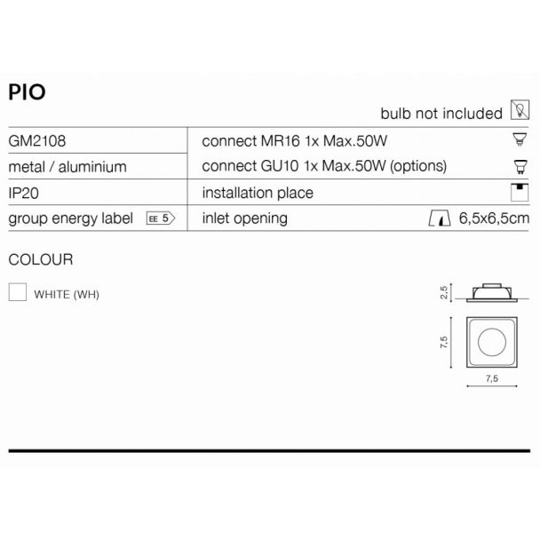 AZZARDO GM2108-CH / AZ1718 Pio (chrome) Lampa wpuszczane