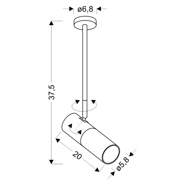 CANDELLUX 31-77912 TUBA LAMPA WISZĄCA/SZTYCA 1X15W GU10 6,8/19,5 CZARNY+BIAŁY