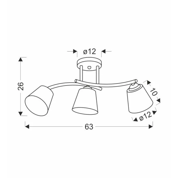 CANDELLUX 33-22639 GRECO LAMPA SUFITOWA CZARNY+ZŁOTY 3X40 E27 KLOSZ BIAŁY