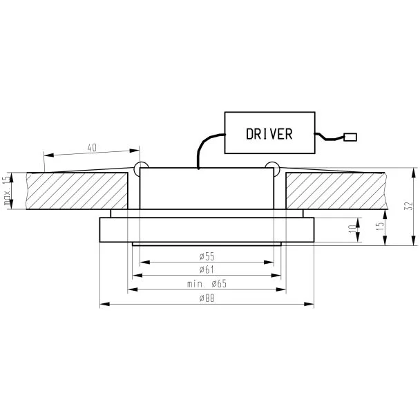 CANDELLUX 2227481 SS-30 AL/FR 1W LED 230V OPR. STROP. STAŁA OKRĄGŁA SZKŁO MROŻONE
