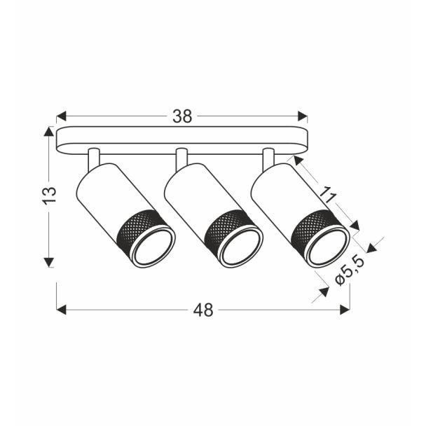 CANDELLUX 93-27689 Flin lampa sufitowa listwa czarny 3x15W GU10 klosz czarny+złoty