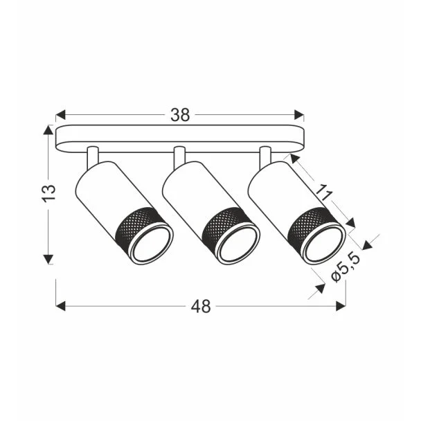 CANDELLUX 93-27689 Flin lampa sufitowa listwa czarny 3x15W GU10 klosz czarny+złoty