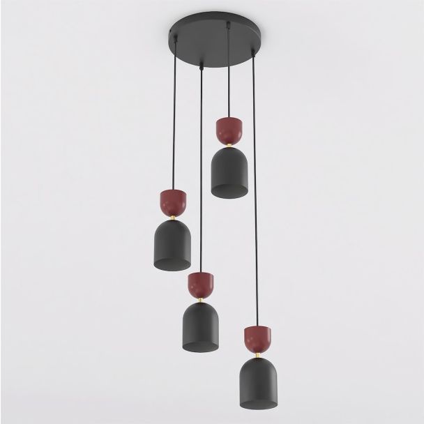 EMIBIG 1737/4PREM GAUDI 4PREM BLACK BURGUNDY Lampa wisząca