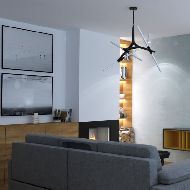 Step into Design ST-1001-6 black Lampa wisząca STICKS-6 czarna