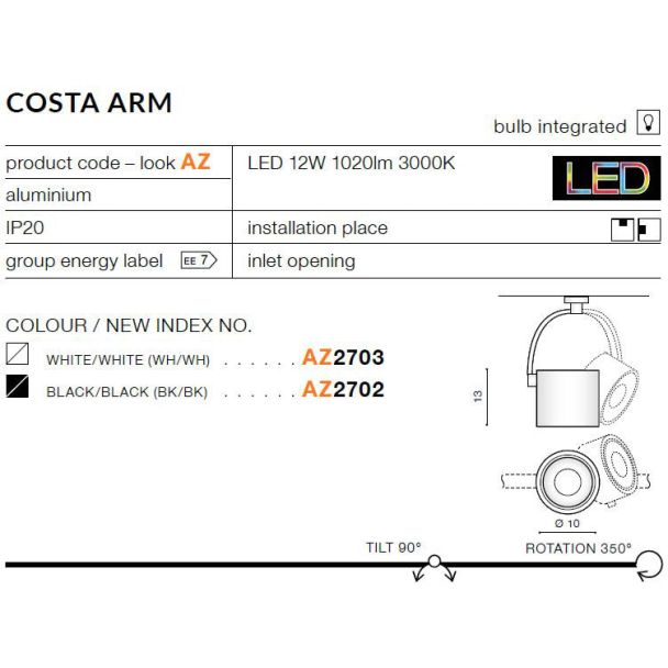 AZZARDO AZ2702 Costa Arm (black/black)