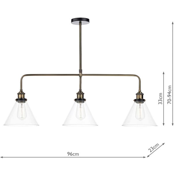 DAR RAY0375 RAY 3LT BAR PENDANT ANT BRA CLEAR