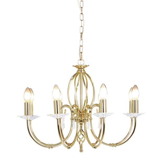 ELSTEAD AEGEAN AG8 POL BRASS 8Lt Chandelier/Semi-Flush