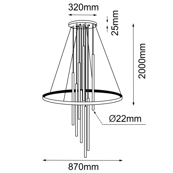 ANTIGO Lampa wisząca Luna - Mosiądz mat-czarna 3000K 8978