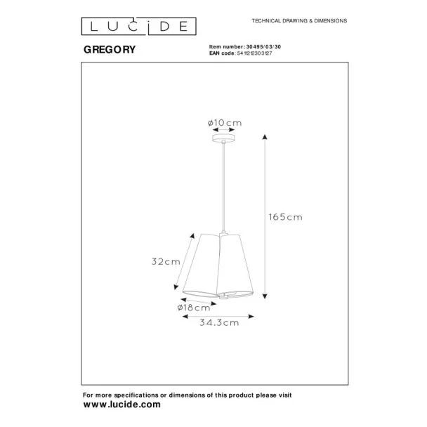 LUCIDE 30495/03/30 LAMPA WISZĄCA NOWOCZESNA GREGORY