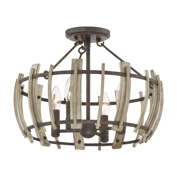 ELSTEAD Wood Hollow QZ-WOOD-HOLLOW-SF 4 Light Semi-Flush