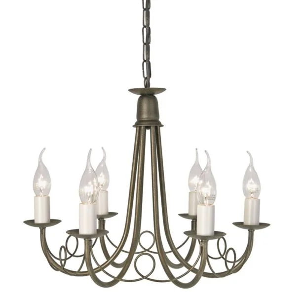ELSTEAD MINSTER MN6 BLK/GOLD 6Lt Chandelier/Semi-Flush