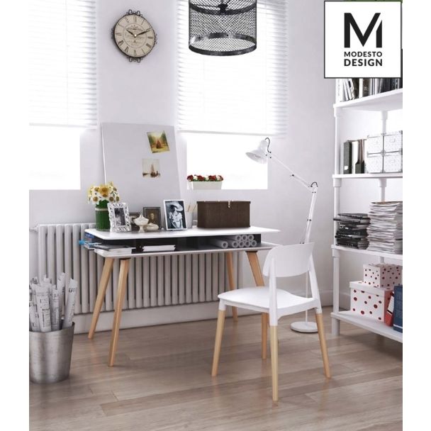 Modesto Design C1015.WHITE MODESTO krzesło ECCO białe - polipropylen, podstawa bukowa