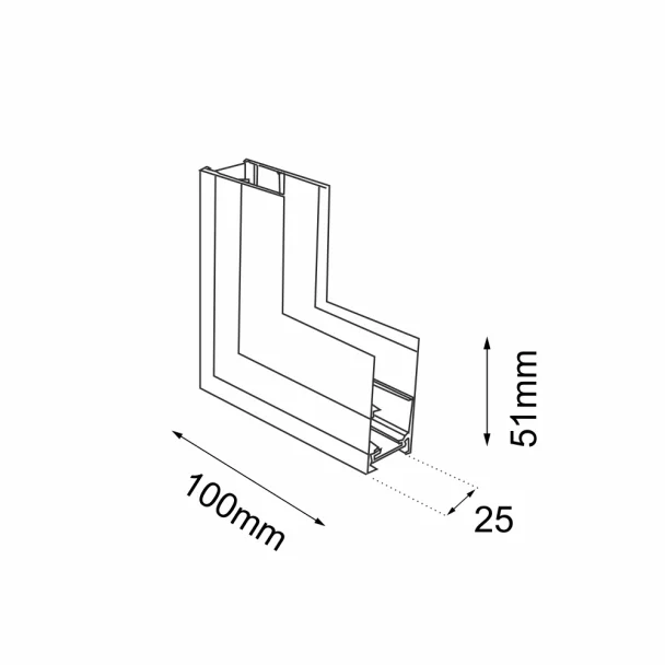 ANTIGO Łącznik L natynkowy ściana - sufit szynoprzewodu magnetycznego Komatsu 48V - Czarny 6521