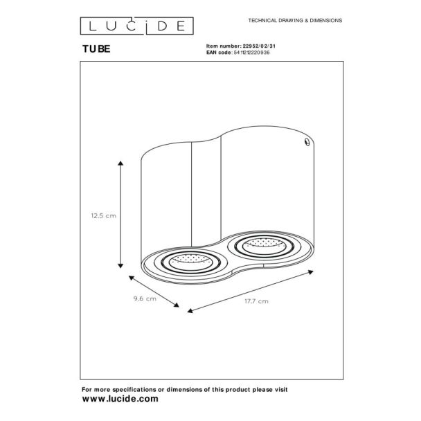 LUCIDE TUBE 22952/02/31 LAMPA SUFITOWA - OCZKA