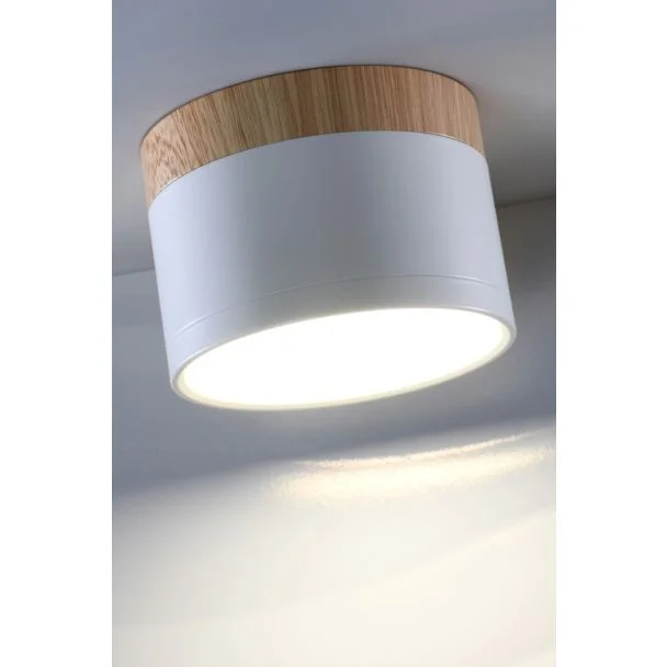 CANDELLUX 2273648 OPRAWA SUFITOWA TUBA 9W LED 4000K BIAŁY+DREWNIANY ŚR. 8,8 CM