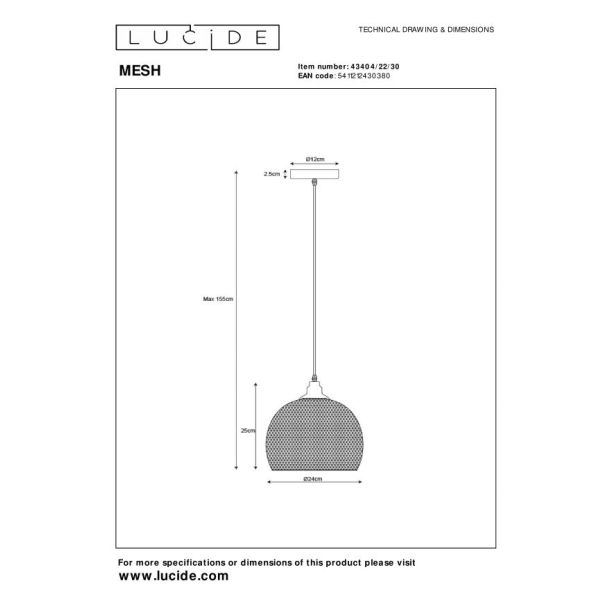 LUCIDE MESH 43404/22/30 LAMPA WISZĄCA - NOWOCZESNA