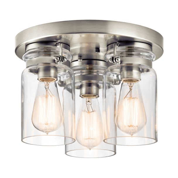 ELSTEAD Brinley KL-BRINLEY-F-NI 3 Light Flush Mount - Brushed Nickel
