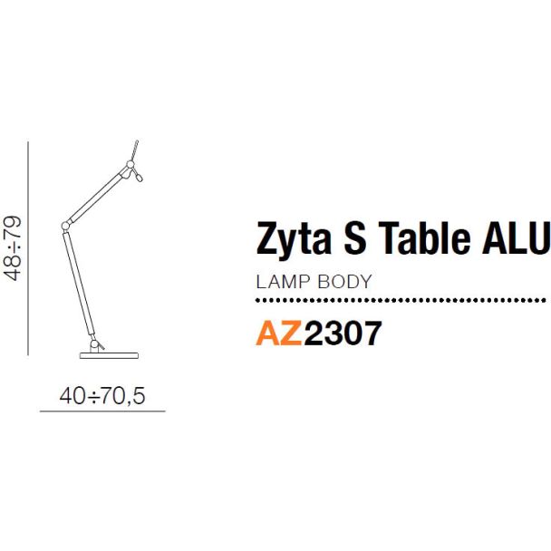 AZZARDO AZ2307 Zyta S Table ALU lampbody (aluminium) (stelaż)