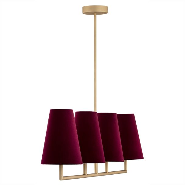 ARGON 1829 SAFIANO lampa wisząca 4 pł. bordowy, złoty