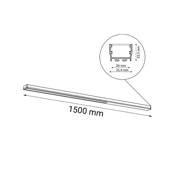 ANTIGO Plafon Hiate Line - Czarny (1500 mm) 4000K 1814
