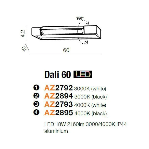 AZZARDO AZ2895 Dali 60 4000K (black)