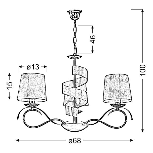 CANDELLUX 33-23421 DENIS ZWIS 3X40W E14 CHROM/ZŁOTY