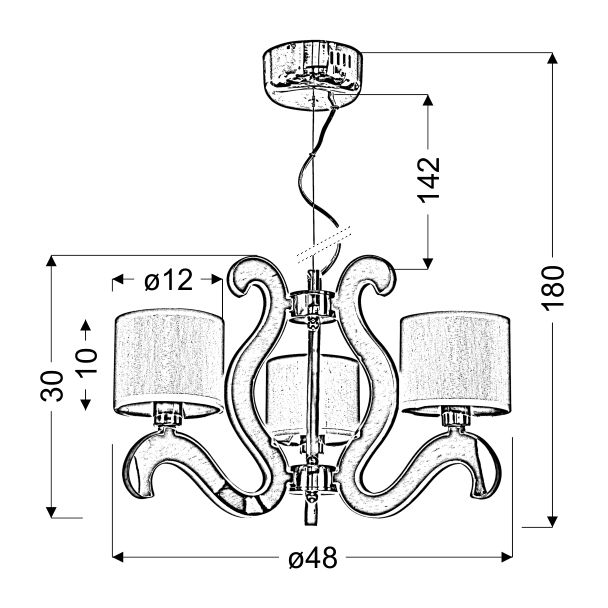 CANDELLUX 33-33888 AMBROSIA 3 ZWIS 3X40W E14 + 18,4W LED MIEDZIANY
