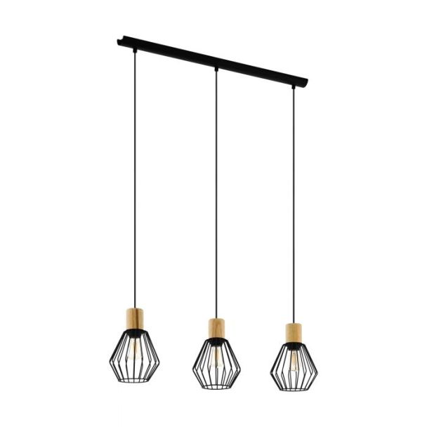 EGLO 43378 LAMPA PALMORLA OPRAWA WISZĄCA HL/3 E27 SCHWARZ/HOLZ PALMORLA