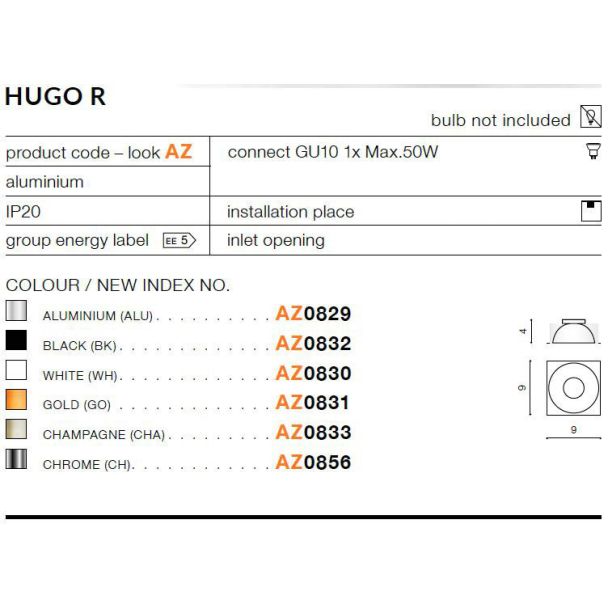 AZZARDO AZ0833 Hugo R (champagne) Odbłyśnik