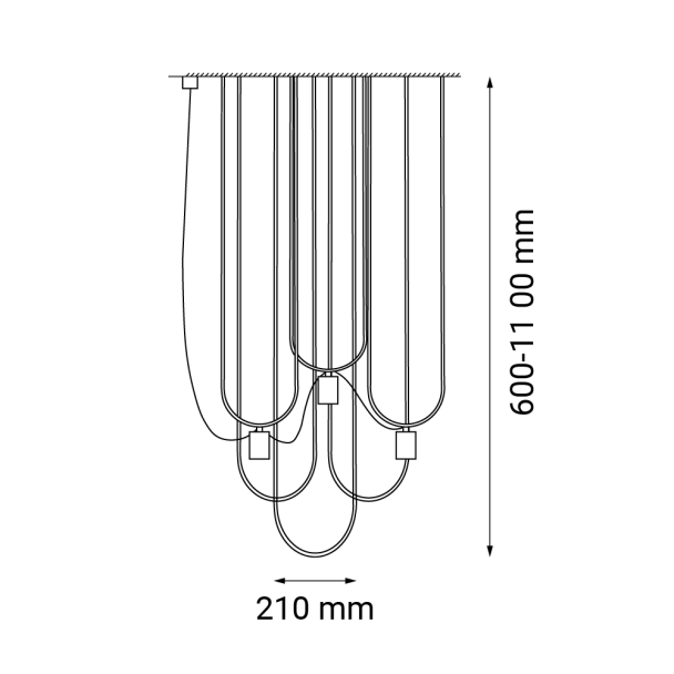 ANTIGO Lampa wisząca Udin 3 - Czarna-platyna mat 9784