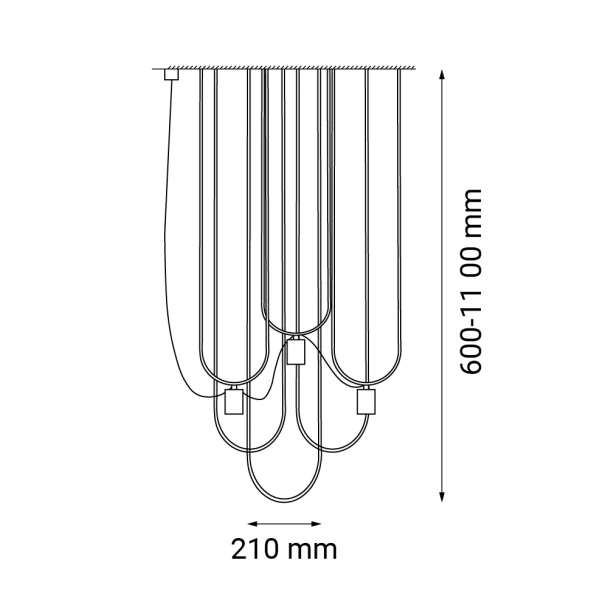ANTIGO Lampa wisząca Udin 3 - Czarna-platyna mat 9784