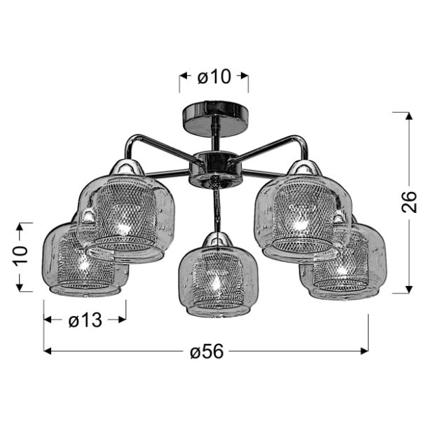 CANDELLUX 35-67104 RAY AMPLA 5X40W E14 CHROM