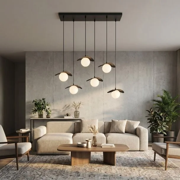 EMIBIG 1758/6 FLORA 6 BLACK OPAL Lampa wisząca