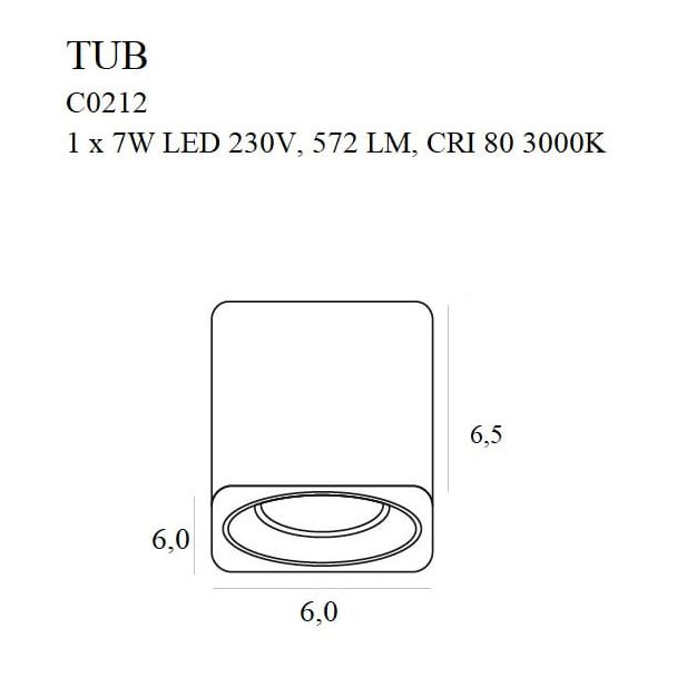 MAXLIGHT C0212 LAMPA SUFITOWA TUB KWADRAT CZARNY + PIERŚCIEŃ OZDOBNY ZŁOTY RC0155/C0156 GOLD