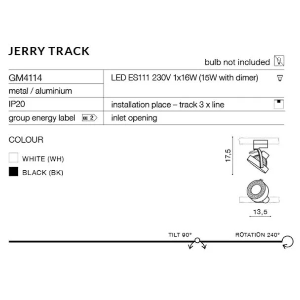 AZZARDO AZ2458 Jerry track (black) reflektor 3-fazowy