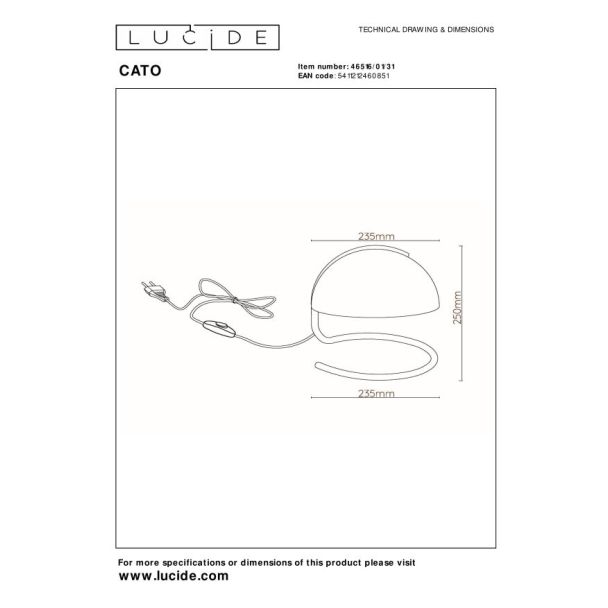 LUCIDE 46516/01/31 LAMPA STOJĄCA STOŁOWA CATO