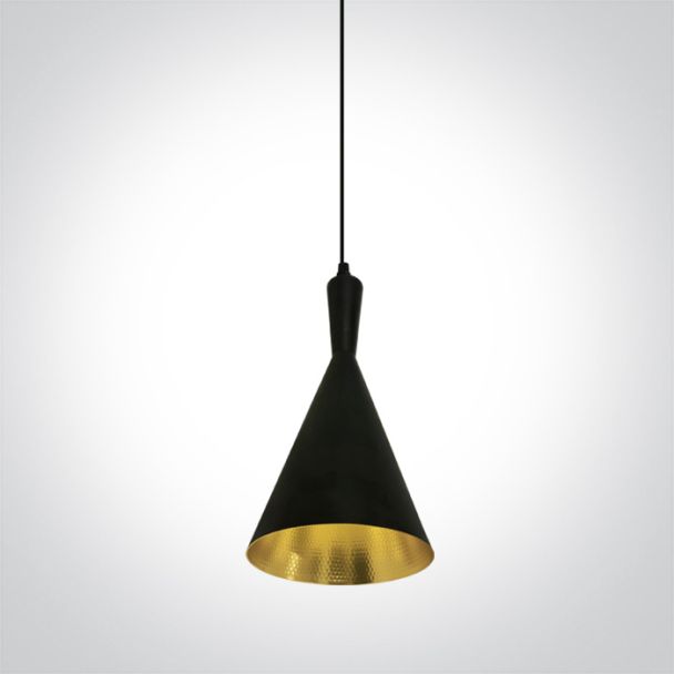 ONE LIGHT 63040/B/BS Magoula czarno-mosiężna lampa wisząca E27 12W