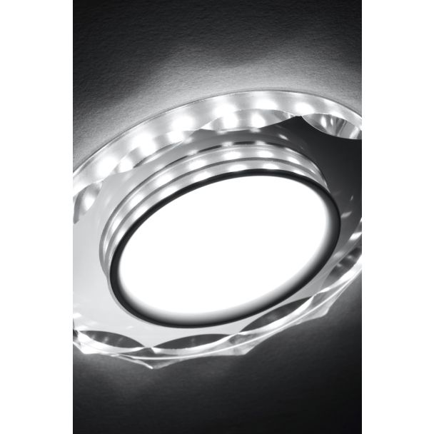 CANDELLUX 2263939 SSP-25 CH/TR+WH 8W LED 230V RING LED BIAŁY oczko sufitowe lampa sufitowa OKRĄGŁA SZLIF SZKŁO TRANSPARENTNE
