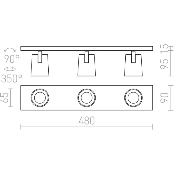 RENDL R12918 KENNY III natynkowa biała/czarna 230V GU10 3x35W