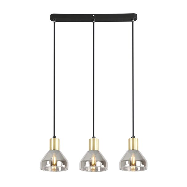 CANDELLUX 33-79008 LAMPA WISZĄCA GREGORY CZARNY BRĄZ 3X40W E14 KLOSZ DYMIONY