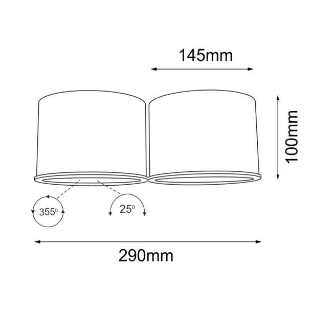 ANTIGO Plafon Miki 2 - Czarny (100 mm) 1118