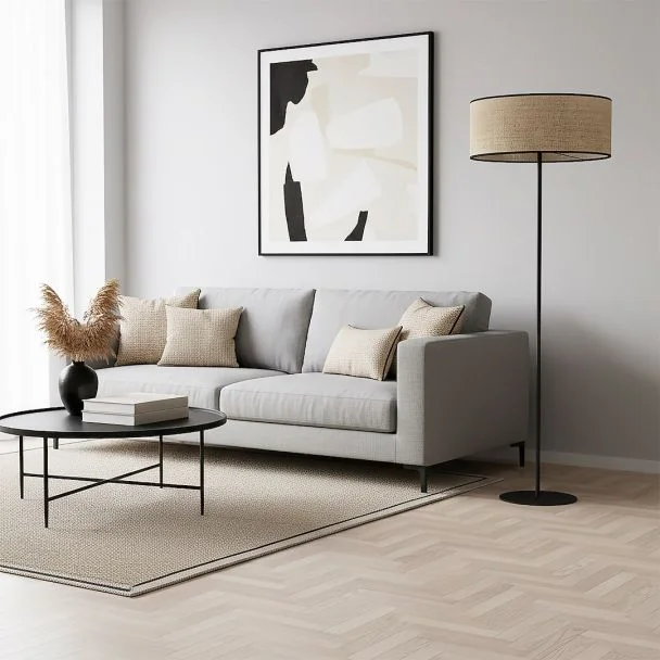 EMIBIG 1654/LP1 ECO LP1 BL RATTAN LAMPA PODŁOGOWA
