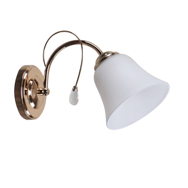 CANDELLUX 21-22431 ORA LAMPA KINKIET ZŁOTY 1X40 E27 KLOSZ BIAŁY