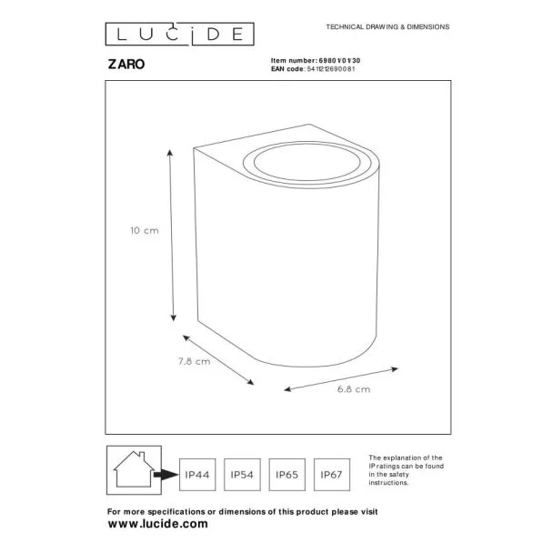 LUCIDE 69801/01/30 ZARO LAMPA ZAWNĘTRZNA